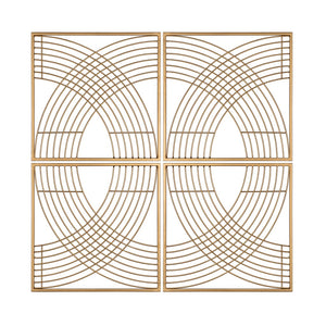 Set of Four Gold Metal Line Design Wall Décor