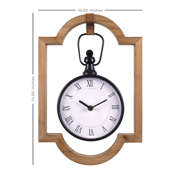 Wooden Frame Hanging Wall Clock