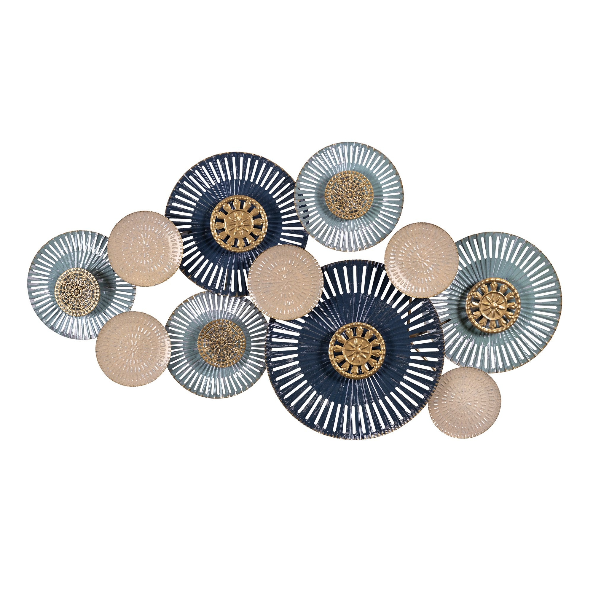 Layered Embellished Metal Plate Wall Décor