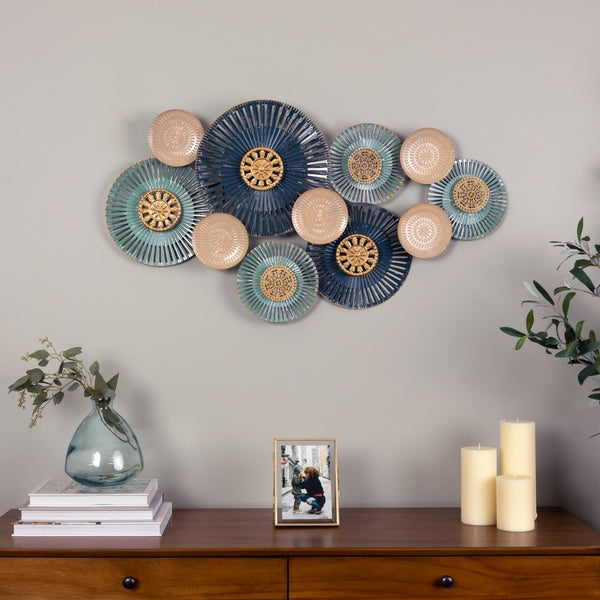 Layered Embellished Metal Plate Wall Décor