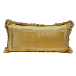 Boho Yellow with Gold Fringe Decorative Lumbar Throw Pillow