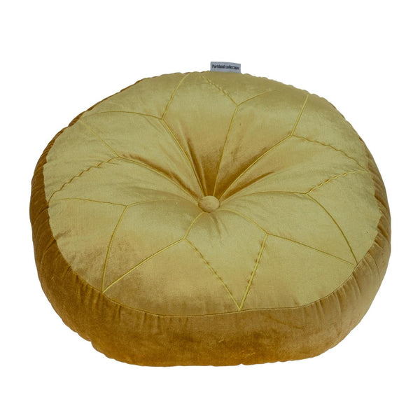 Round Tufted Yellow Velvet Floor Pillow