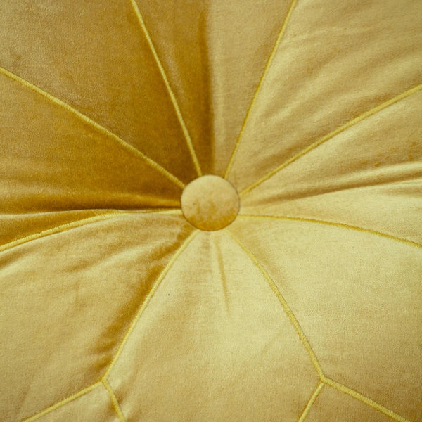 Round Tufted Yellow Velvet Floor Pillow