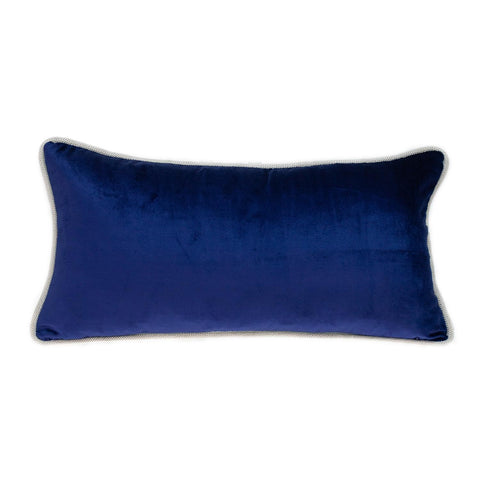 Reversible Royal and Aqua Lumbar Velvet Throw Pillow