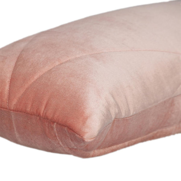 Quilted Pink Velvet Lumbar Throw Pillow