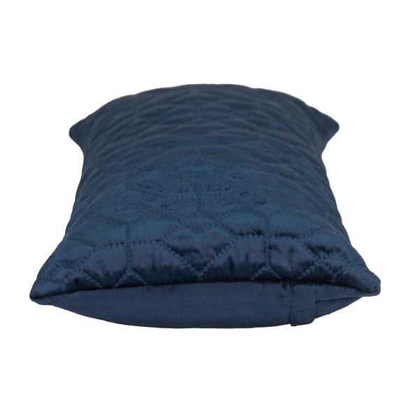 Navy Quilted Velvet Geo Lumbar Decorative Pillow