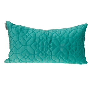 Aqua Quilted Velvet Geo Lumbar Decorative Pillow