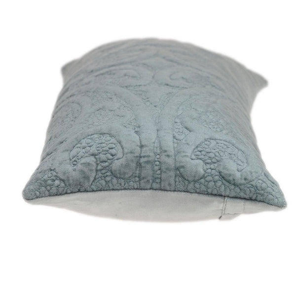 Gray Quilted Velvet Lumbar Throw Pillow