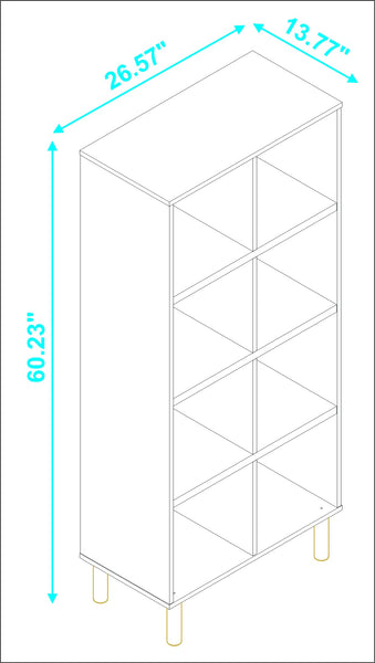 Iko White Tall Vertical Eight Cubbie Shelving Unit