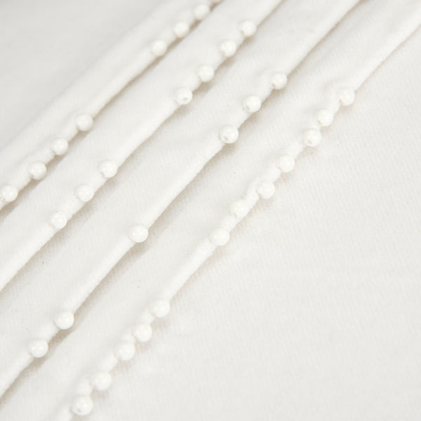 White Beaded Pin Tuck Transitional Throw Pillow