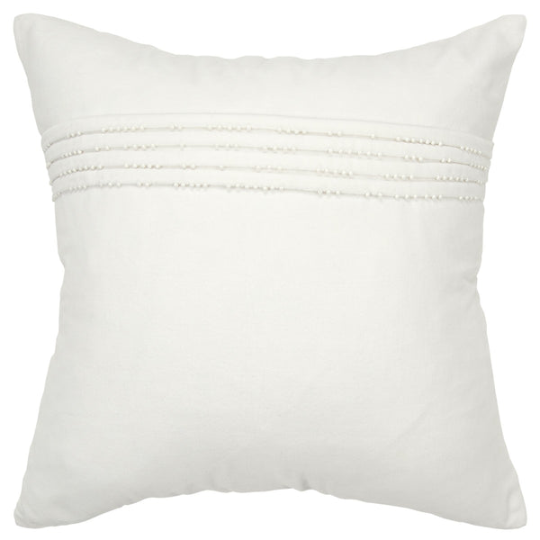 White Beaded Pin Tuck Transitional Throw Pillow