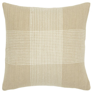 Beige White Plaid Pattern Throw Pillow