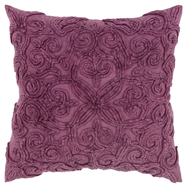 Purple Floral Patterned Heavy Textural Throw Pillow