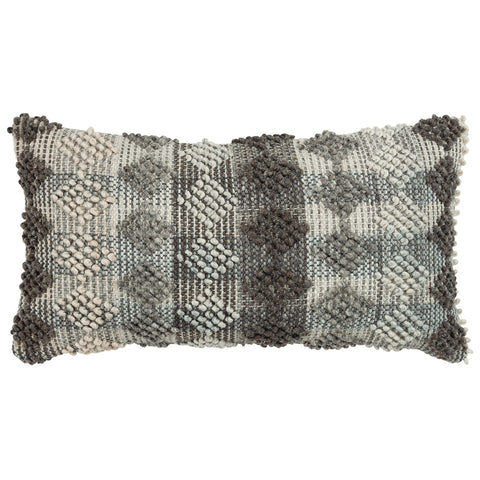 Gray Beige Berber Textured Lumbar Pillow