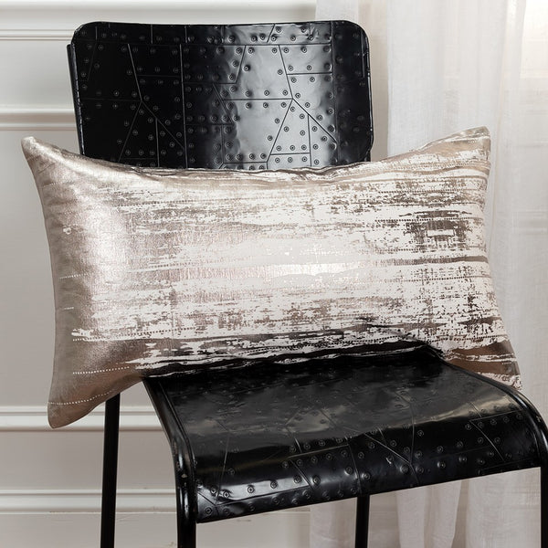 Ivory Distressed Brush Stroke Lumbar Pillow