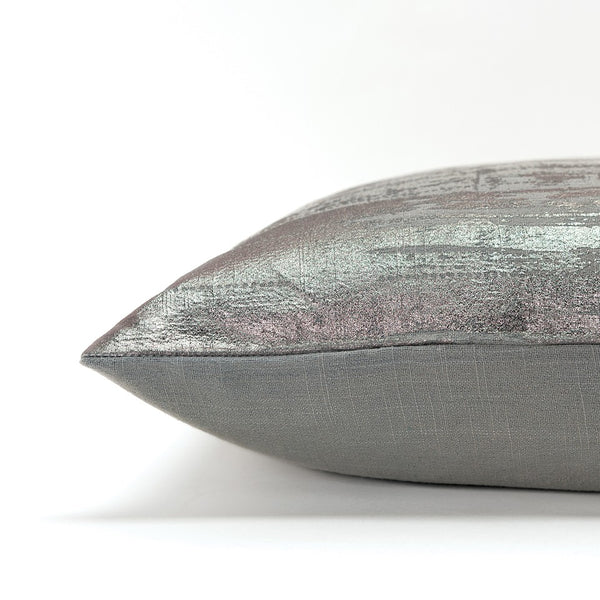 Silver Distressed Brush Stroke Lumbar Pillow