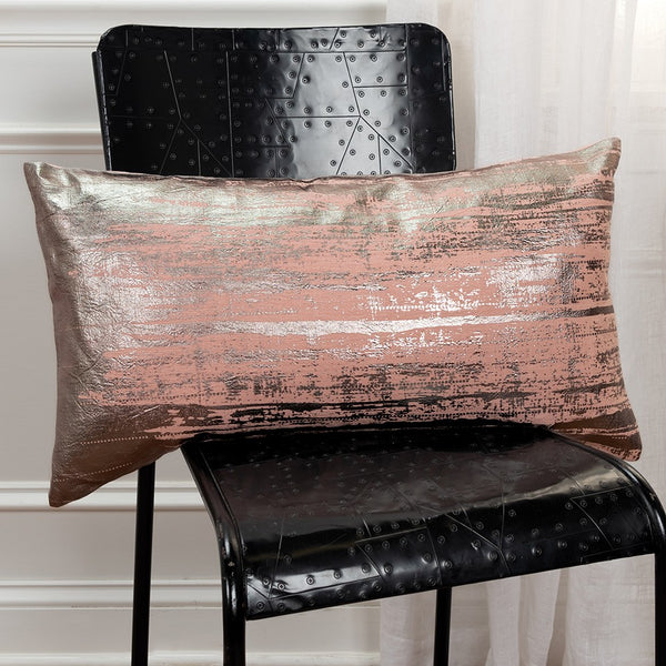 Blush Distressed Brush Stroke Lumbar Pillow