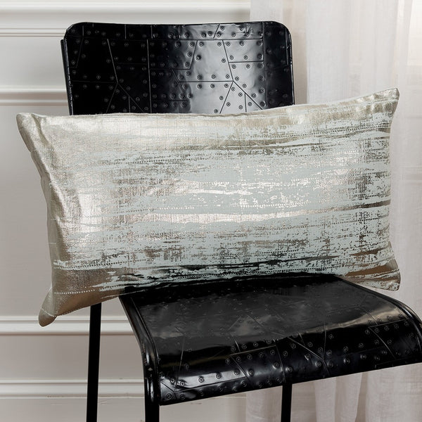 Aqua Distressed Brush Stroke Lumbar Pillow