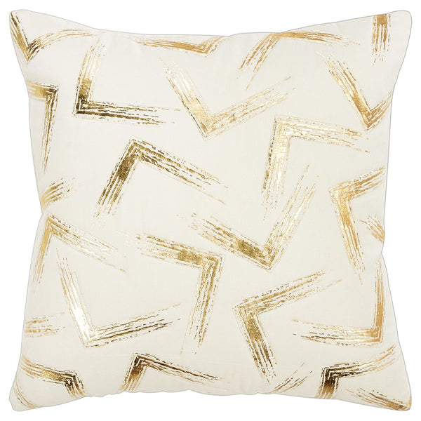 Ivory Gold Foil Geometric Stroke Throw Pillow