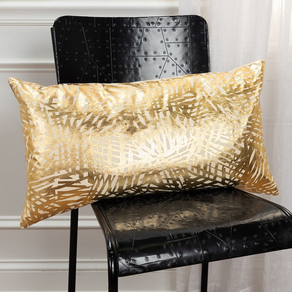 Gold Foil Etched Pattern Lumbar Pillow