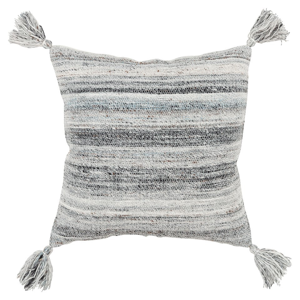 Charcoal Gray Boho Weave Indoor Outdoor Throw Pillow