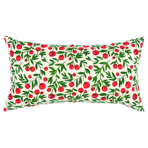 Red Green Cherry Tree Printed Lumbar Pillow