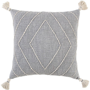 Gray White Diamond Kantha Stitched Throw Pillow