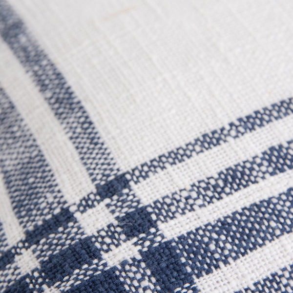 White Navy Open Plaid Textured Throw Pillow