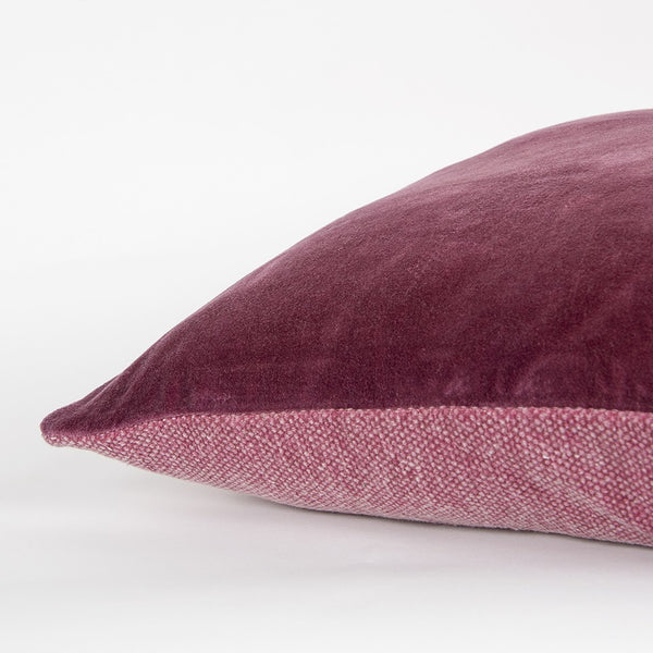 Berry Solid Reversible Cotton Velvet Throw Pillow