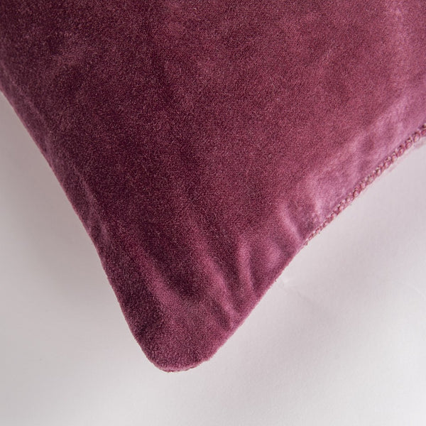 Berry Solid Reversible Cotton Velvet Throw Pillow