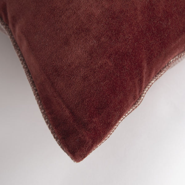 Rust Solid Reversible Cotton Velvet Throw Pillow