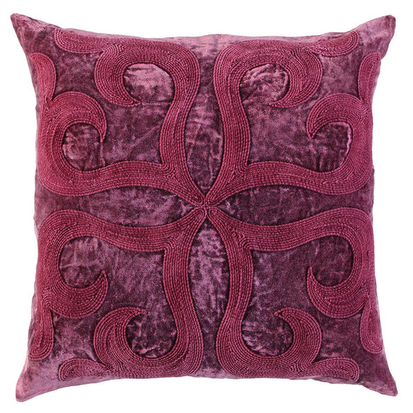 Merlot Dimensional Bloom Embroidered Throw Pillow