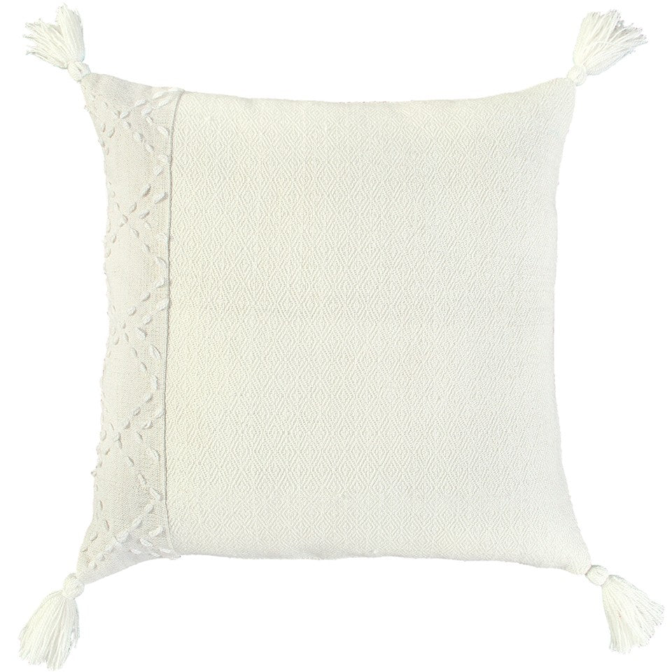 Ivory Accent Stitch Color Block Throw Pillow