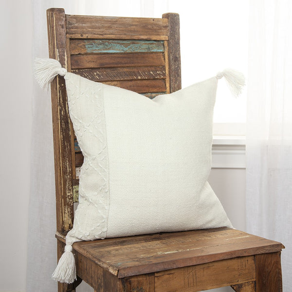 Ivory Accent Stitch Color Block Throw Pillow