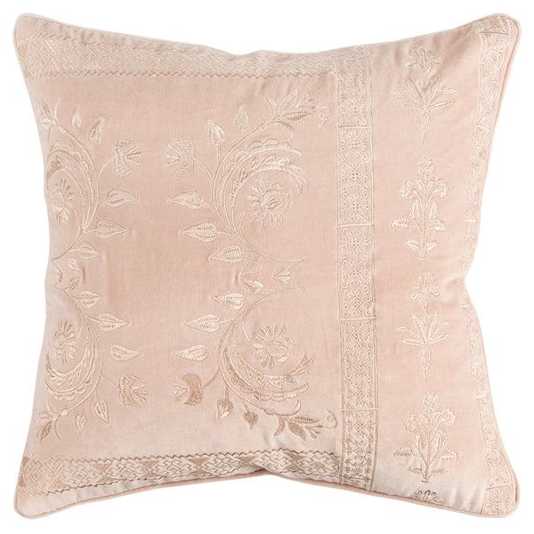 Blush Pink Floral Textured Reversible Throw Pillow