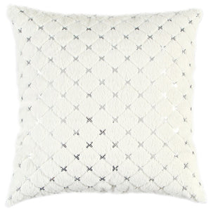 Ivory Silver Metallic Diamond Pattern Throw Pillow