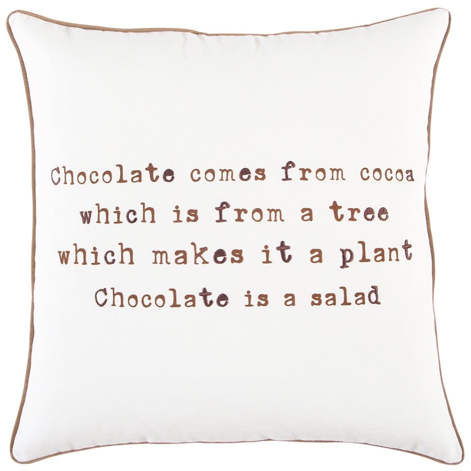 Brown and White Chocolate Is A Salad Throw Pillow