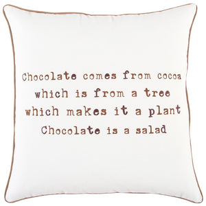 Brown and White Chocolate Is A Salad Throw Pillow