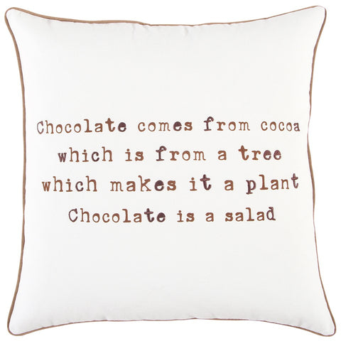 Brown and White Chocolate Is A Salad Throw Pillow