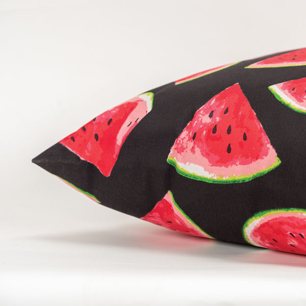 Red Black Watermelon Indoor Outdoor Throw Pillow