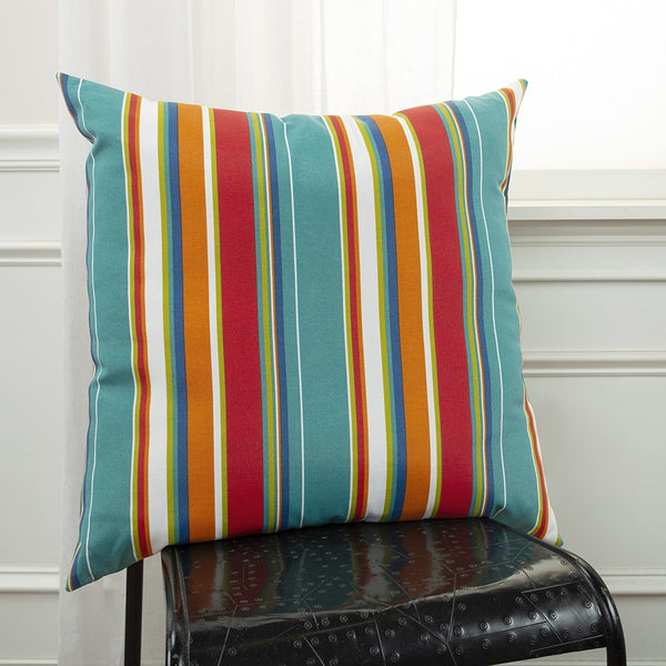 Teal Brown Irregular Striped Throw Pillow