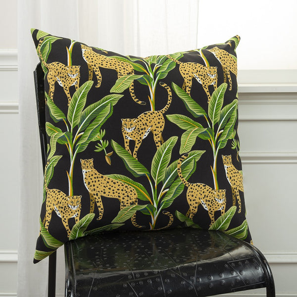 Black Wild Animal Indoor Outdoor Throw Pillow