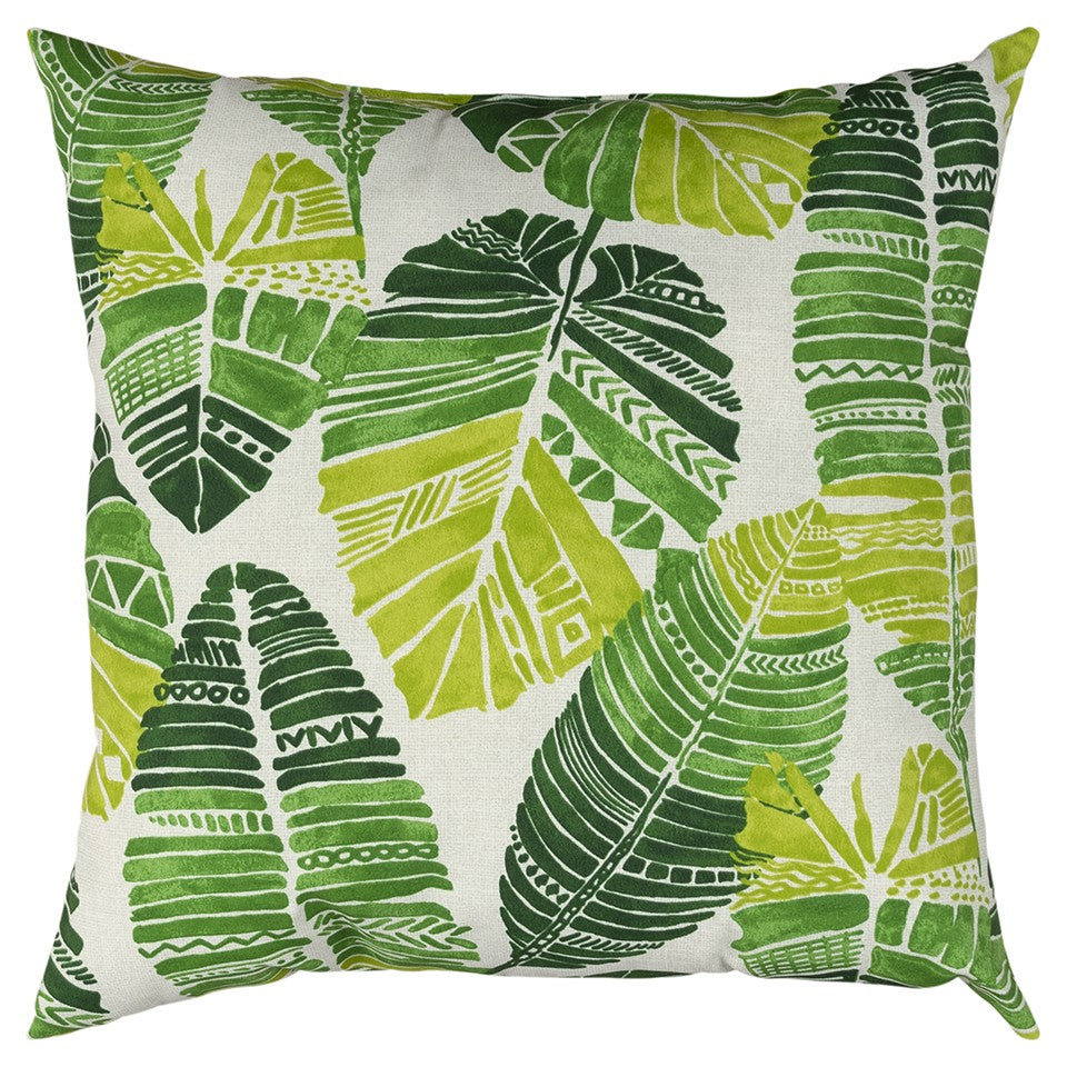 Green Tropical Leaves Indoor Outdoor Throw Pillow