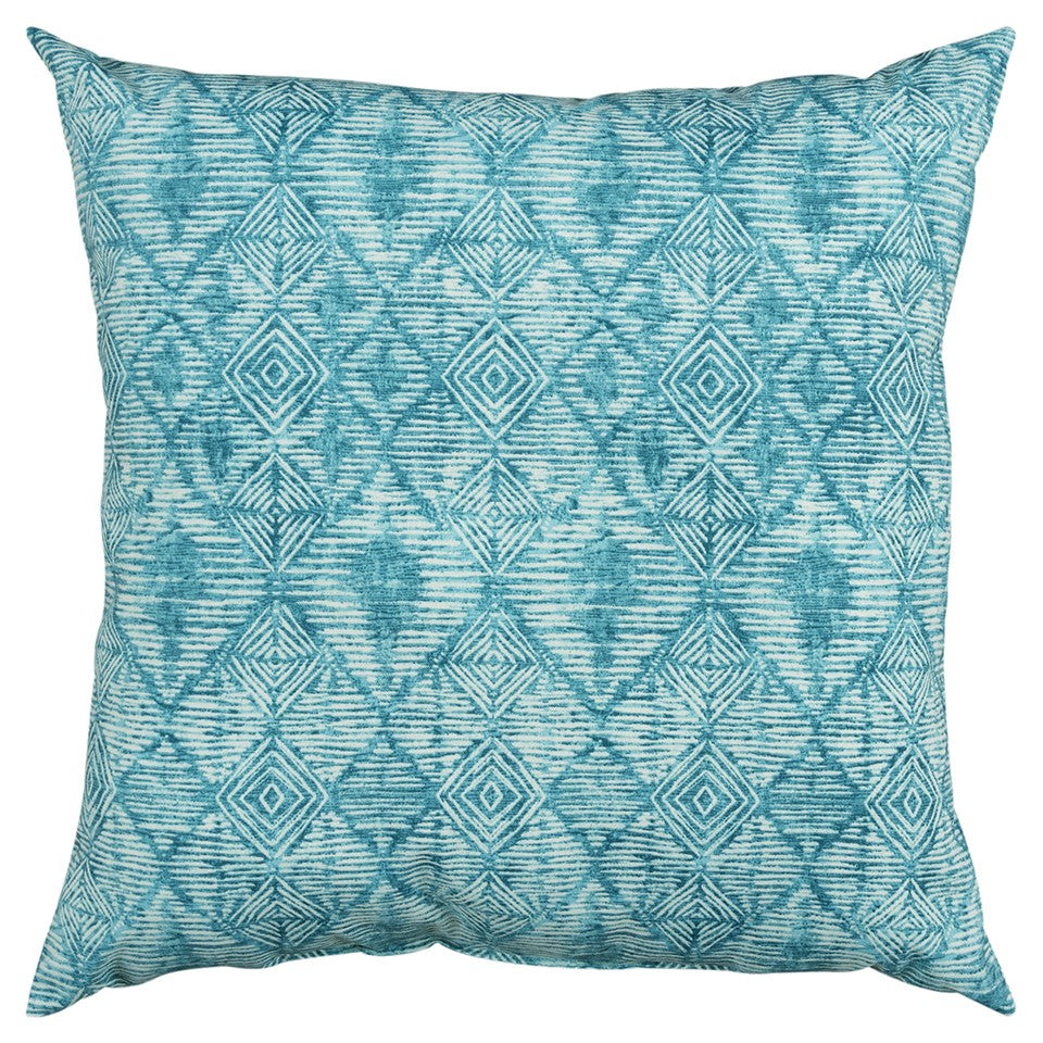 Teal Nested Diamonds Indoor Outdoor Throw Pillow