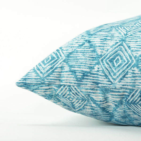 Teal Nested Diamonds Indoor Outdoor Throw Pillow