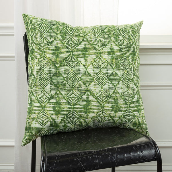 Green Nested Diamonds Indoor Outdoor Throw Pillow