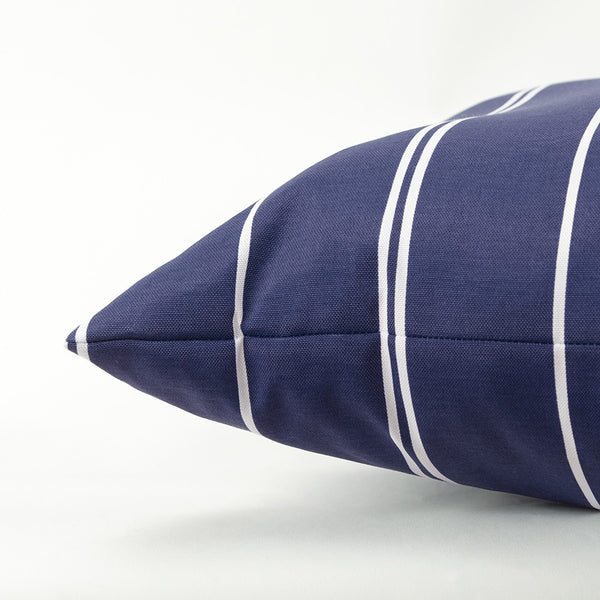 Navy Blue Pin Striped Indoor Outdoor Throw Pillow