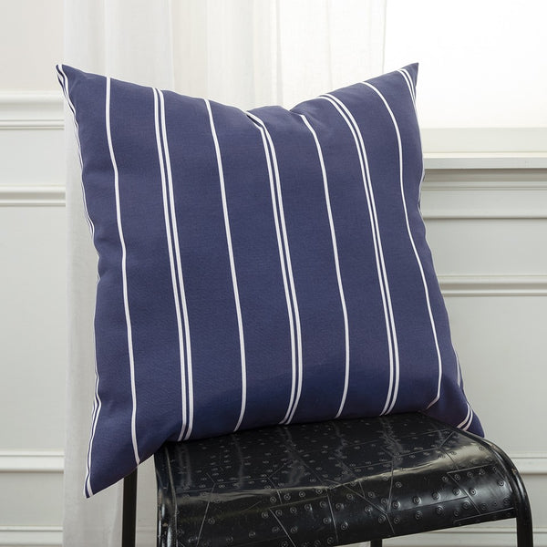 Navy Blue Pin Striped Indoor Outdoor Throw Pillow