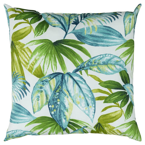 Blue Green Tropical Foliage Indoor Outdoor Throw Pillow