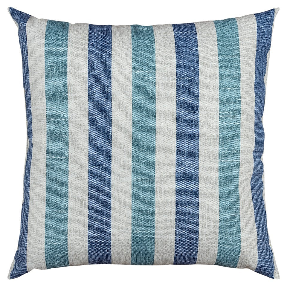 Blue White Distressed Stripe Indoor Outdoor Throw Pillow